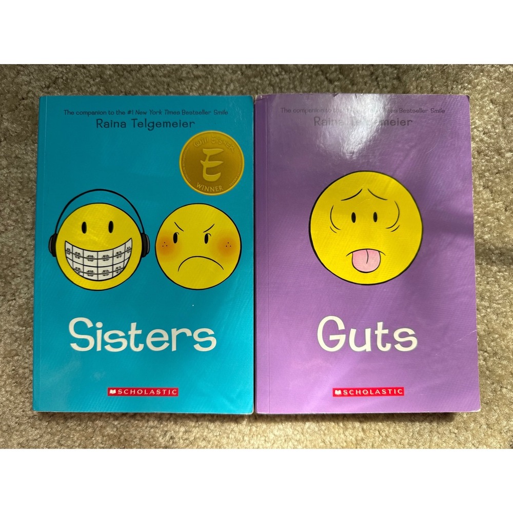 Raina Telgemeier Graphic Novel Set Sisters and Guts Scholastic Softcover Books